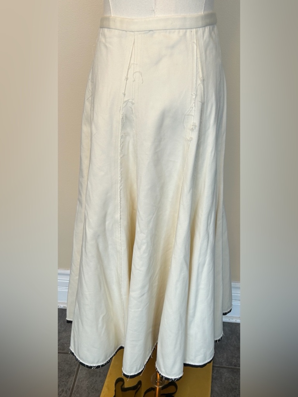 MASSIMO DUTTI Flounce Midi Denim Skirt With Contrasting Detail size US 6 - Picture 6 of 9